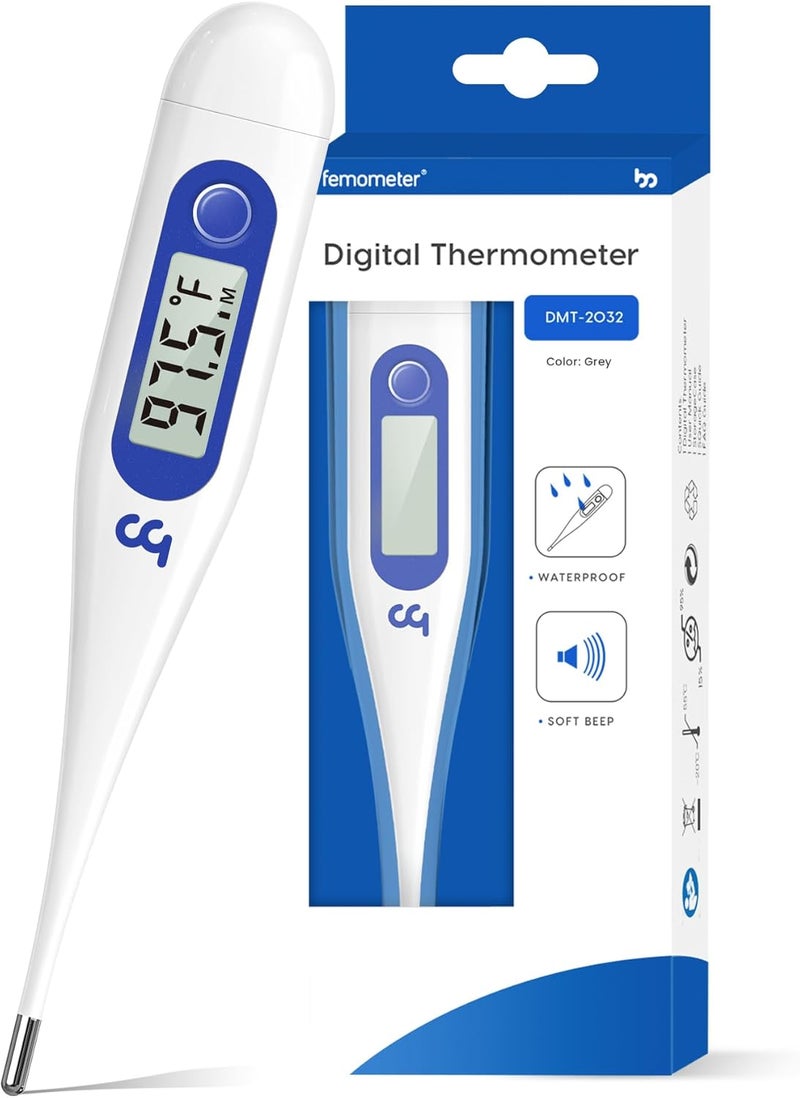 Femometer Thermometer for Adults and Kids, Digital Thermometer with Fever Alert, Memory Recall, C/F Switchable, for Oral, Rectal or Under Arm Use, Klein Blue - Image 1